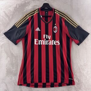 Adidas AC Milan Soccer Jersey Kit Mens Size Large Red Black 2013-2014 Home